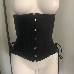 Goth Black Lace up Vegan Leather Cincher